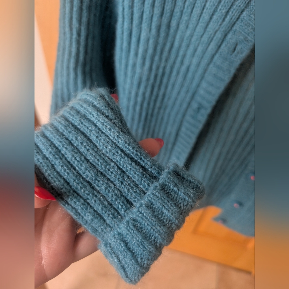 Mini Boden Blue Ribbed Kids Cardigan - Picture 4 of 6